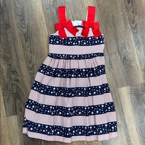 Bonnie Jean Red, White, & Blue Stars & Stripes 4th of July Dress size 6X zip up